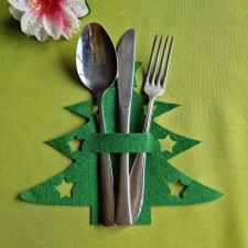  OTT87 - Fenyőfa alakú filc evőeszköztartó - zöld karácsonyi dekoráció