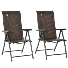 Outsunny 2db kerti szék készlet, Outsunny, Rattan/Acél, 71x58x111cm, Fekete kerti bútor