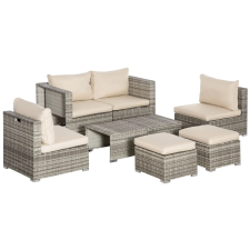  Outsunny Living kerti PE rattan ülőgarnitúra, 8 darabos, bézs kerti bútor