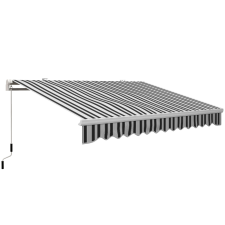 Outsunny Napellenző Kerekekkel és Állítható Fogantyúval, 395x245 cm, Fekete kerti bútor