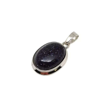 Ovális medál fém Goldstone kék 1,5x2cm medál