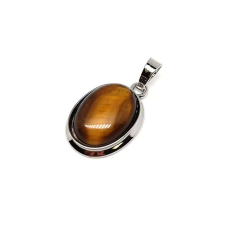 Ovális medál fém tigrisszem 1,5x2cm medál