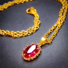  Ovális piros kvarc kristály medál lánccal nyaklánc