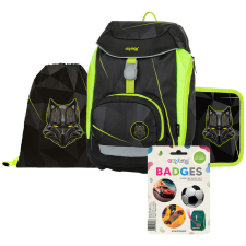 Oxybag Farkas ergonómikus hátizsák, iskolatáska tolltartóval és tornazsákkal, OXY Sherpy Wolf, fekete iskolatáska