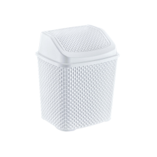 Özer Plastik Rattan hatású fürdőszobai billenőfedeles szemetes Fehér 6L szemetes