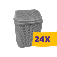 Özer Plastik Rattan hatású fürdőszobai billenőfedeles szemetes Szürke 6L (Karton - 24 db) szemetes