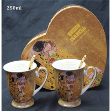 P&amp;P Import Porcelánbögre kanállal 2db-os, 250ml Klimt:The Kiss bögrék, csészék