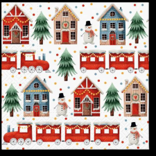  P.W.SDL236600 Cozy Christmas town papírszalvéta 33x33cm,20db-os papírárú, csomagoló és tárolóeszköz