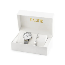 Pacific női ezüst kvarc karóra ajándékszett 38 mm, fém szíj, MIYOTA karóra