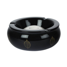 Padonio Nagyméretű kerámia hamutartó bükkfa levél mintával - fekete hamutartó