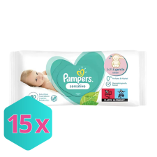  Pampers Baby nedves törlőkendő Sensitive 80db/csomag KARTON - 15 csomag tisztító- és takarítószer, higiénia