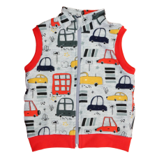  Pamut mellény, autós mintával gyerek pulóver, kardigán
