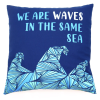  Pamut Párnahuzat Felirattal - We are Waves - Szürke, Kék és Natúr