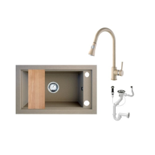  Panama P686-427B Gránit Mosogató + Kihúzható Csap + Deszka + Dugóemelő (bézs) fürdőkellék