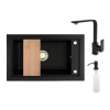  Panama P686-427CM Gránit Mosogató + Design Csap + Adagoló + Deszka + Szifon (matt fekete)
