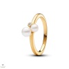 Pandora 14k aranyozott dupla édesvízi tenyésztett gyöngyös gyűrű 60-as méret - 163156C01-60