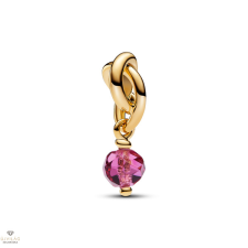 Pandora 14k aranyozott fazettált rózsaszín örökkévalóság kör függő charm - 763462C10 medál