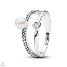 Pandora édesvízi tenyésztett gyöngyös pavé dupla gyűrű 52-es méret - 193147C01-52 gyűrű