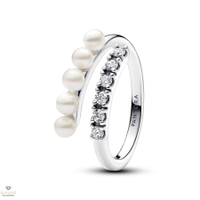 Pandora édesvízi tenyésztett gyöngyös pavé nyitott gyűrű 58-as méret - 193145C01-58 gyűrű