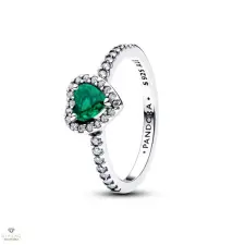 Pandora Kiemelt királyzöld szív gyűrű 48-as méret - 198421C07-48 gyűrű