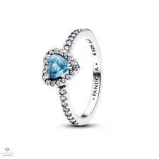 Pandora Kiemelt világoskék szív gyűrű 52-es méret - 198421C10-52 gyűrű