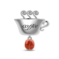 Pandora stílusú ezüst charm - Coffee medál