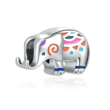 Pandora stílusú ezüst charm - Színes elefánt medál