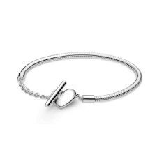 Pandora stílusú karlánc - Szíves T kapcsos- 16 cm karkötő