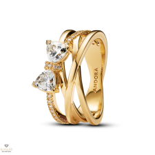 Pandora Szikrázó masni 14k aranyozott gyűrű 58-as méret - 163511C01-58 gyűrű