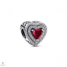Pandora szív piros kővel charm - 799218C02 egyéb ékszer