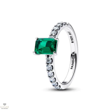 Pandora Téglalap alakú, csillogó zöld kristály gyűrű 58-as méret - 194506C01-58 gyűrű