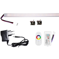 Pannon Led 200cm-es 40 Wattos, 24 Voltos RGBWW LED, opál, keskeny alumínium profilban, adapterrel, 1 zónás FUT027 RF távirányítós vezérlővel (120db 5050 SMD LED) világítás