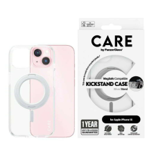 PanzerGlass Kickstand iPhone 15 MagSafe Telefon tok kitámasztóval - Átlátszó / Ezüst tok és táska