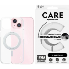 PanzerGlass Kickstand iPhone 15 MagSafe Telefon tok kitámasztóval - Átlátszó / Ezüst (1413) tok és táska