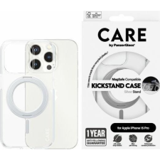 PanzerGlass Kickstand iPhone 15 Pro MagSafe Telefon tok kitámasztóval - Átlátszó / Ezüst (1414) tok és táska