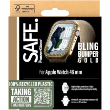 PanzerGlass SAFE Apple Watch 10 46mm ellenálló, csillogó, arany keretes tok okosóra kellék