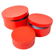  Papír doboz kerek piros D20-17-15cm 3db-os dekorációs kellék