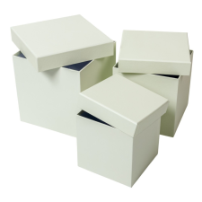  Papír doboz kocka fehér D16-14-12cm 3db-os dekorációs kellék