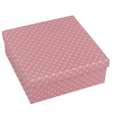Papir doboz négyzetes rózsaszín pöttyös M7x18xx18cm dekorálható tárgy