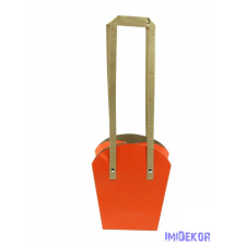  Papír füles virág táska 16 cm - Narancs dekorációs kellék