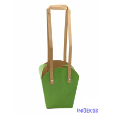 Papír füles virág táska 16 cm - Zöld dekorációs kellék