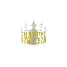 Papír tiara Happy New Year ezüst arany glitterrel - 4 db / csomag jelmez
