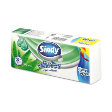 . Papír zsebkendő, 3 rétegű, 100 db, "Sindy", aloe vera higiéniai papíráru