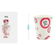  PAPÍRPOHÁR &quot;70&quot; 250ML 6DB-OS party kellék