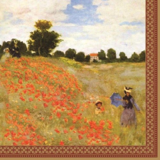 Papírszalvéta 33x33cm, 20db-os, Monet: Pipacsmező asztalterítő és szalvéta