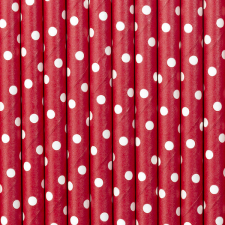 Papírszívószálak, piros, 19,5 cm (1 db / 10 db) party kellék