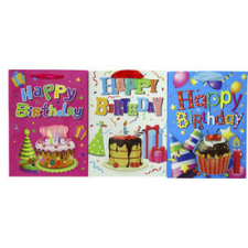  Papírtasak szülinapos 18x24x8,5cm ajándéktasak