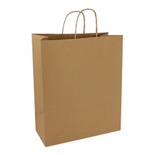 Papírtáska 26x35x12 sodrott füles natúr ajándéktasak