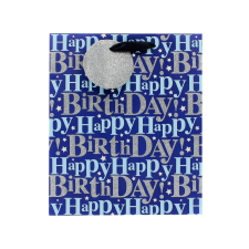 Papírtáska L kék Bday Glitter ajándéktasak