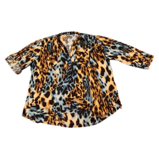  Párducmintás barna és kék színű női blúz (méret: XL)